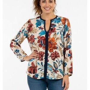 Zara Basic floral‎ pullover blouse SKUW375